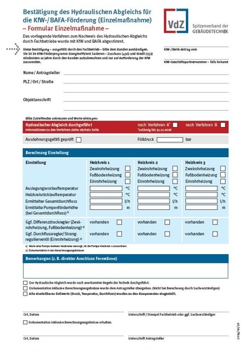 Titelbild zum News-Artikel Neue einheitliche Formulare für den Nachweis des hydraulischen Abgleiches